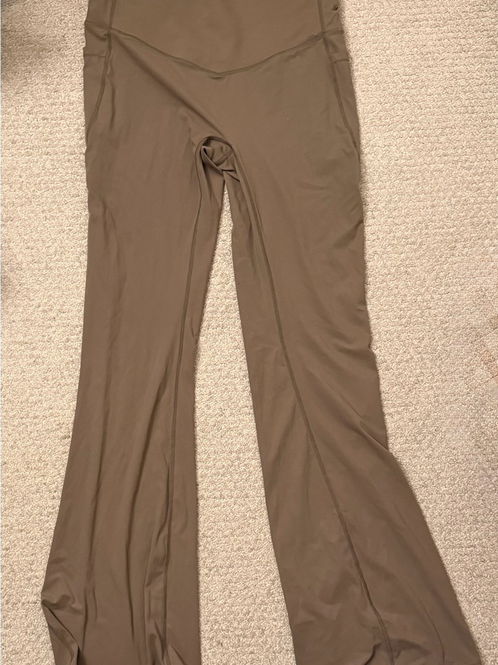 High-Waist Flare Leg Tall Women's Pants - Olive Brown